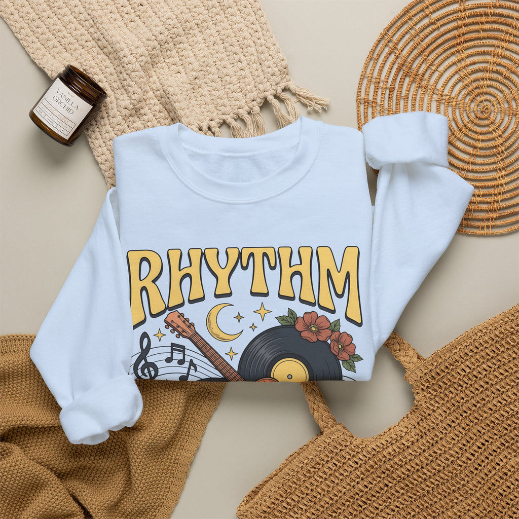 Electric Guitar Records Sweatshirt Music Bouquet Gift Women Free Spirit Sweatshirt Guitar Sweatshirt Music Fan Bohemian Sweatshirt Floral Graphic Old School