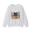 Black Cat Sweatshirt Halloween Garden Gift Women Print Art Sweatshirt Cat Sweatshirt Horror Fan Graphic Sweatshirt Yard Graphic Classic Flower Arrangement