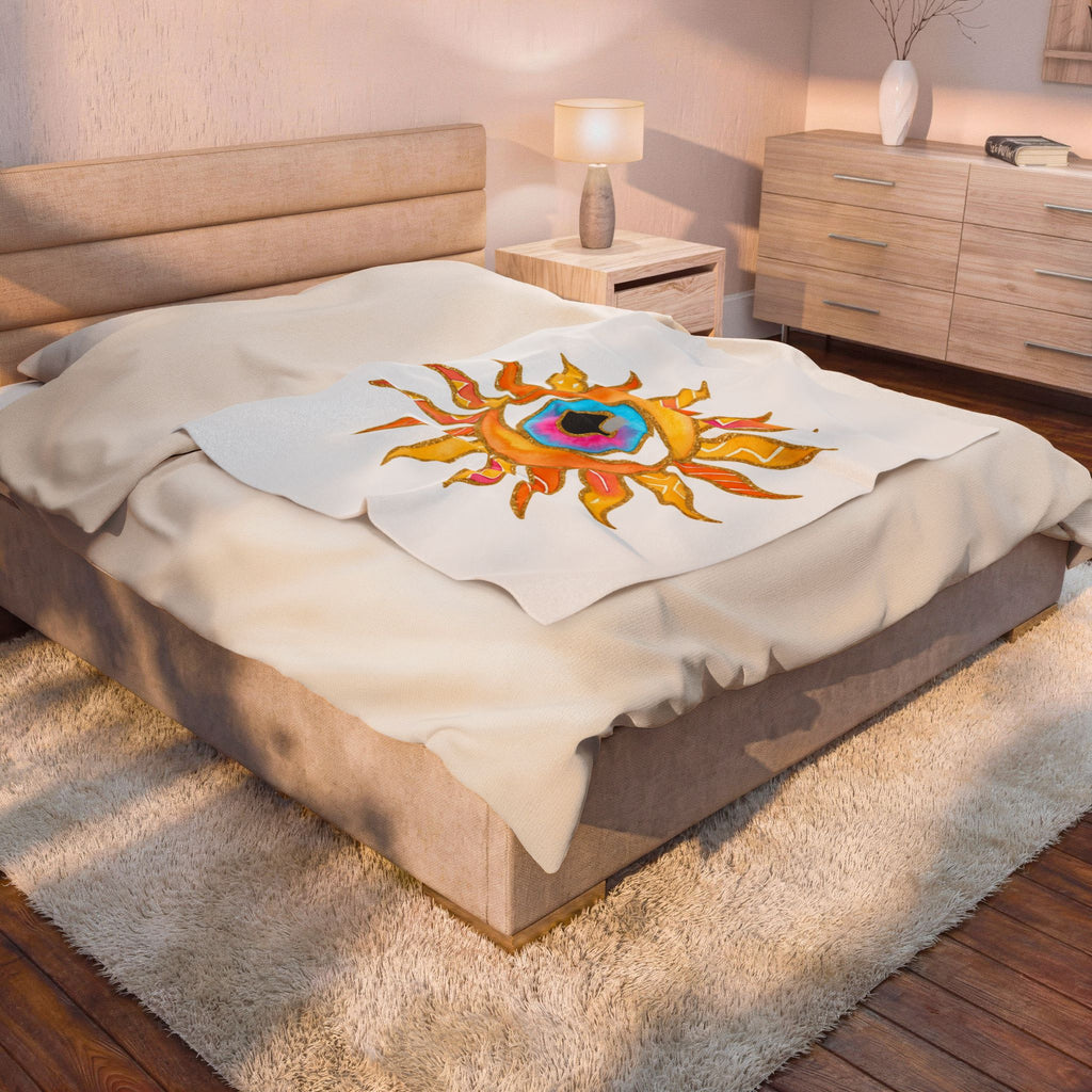Sun Eye Blanket Boho Wellness Gift Women Minimalist Blanket Sun Blanket