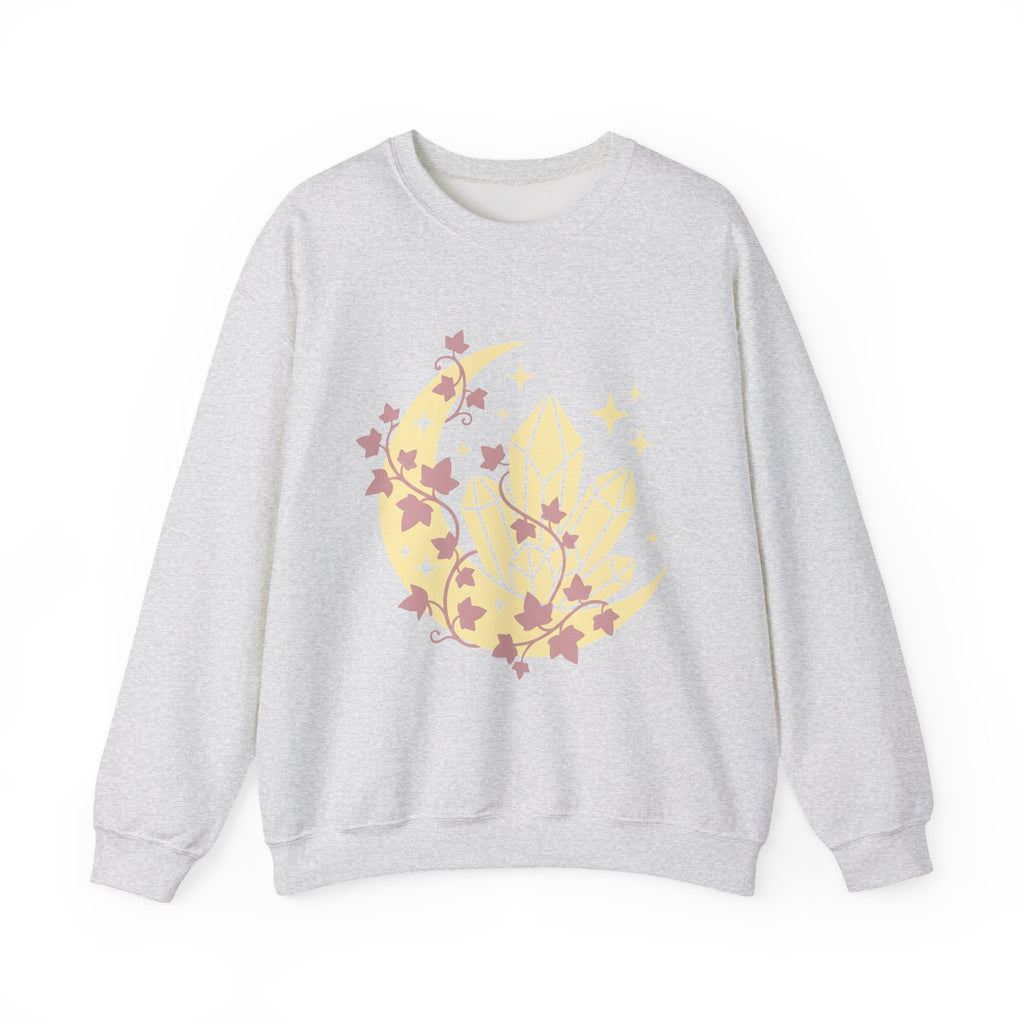 Moon Gems Sweatshirt Boho Chic Wellness Gift Women Starry Sweatshirt Lunar Stones Sweatshirt Bohemian Fan Celestial Sweatshirt Holistic Graphic Sleek Greenery