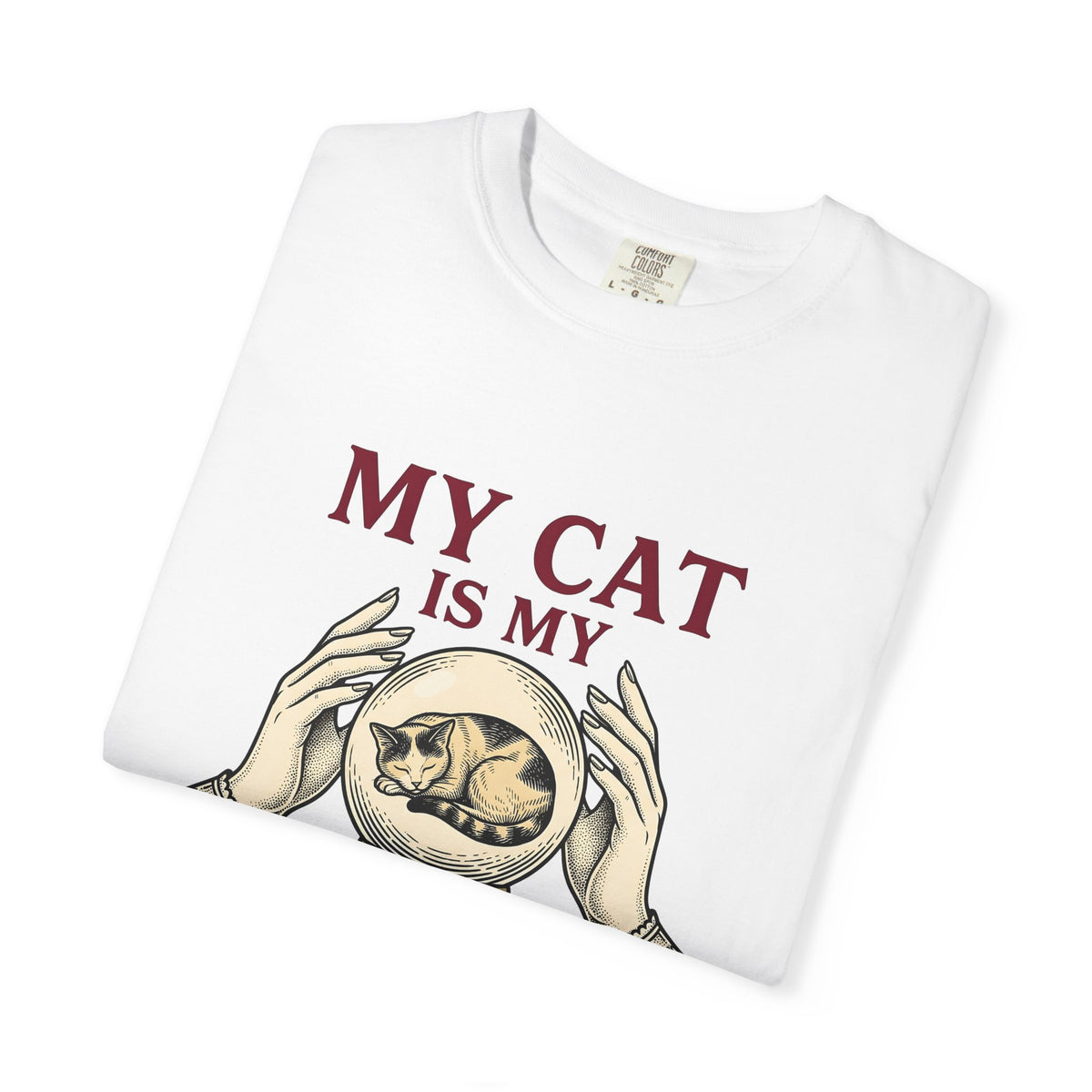 Cat Crystal Ball Cat Mystical Gift Vintage Crystal Ball Cat Fan Retro Occult Hand T-Shirt