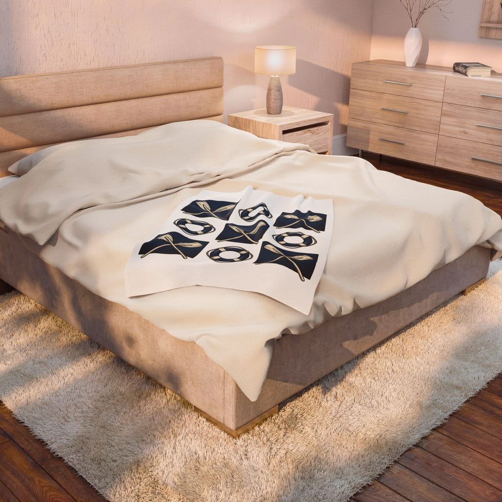 Paddle Oars Pattern Blanket Sports Boating Gift Women Nautical Blanket Oar Blanket Athlete Fan Maritime Blanket Sailboat Graphic Vintage Lifebuoy