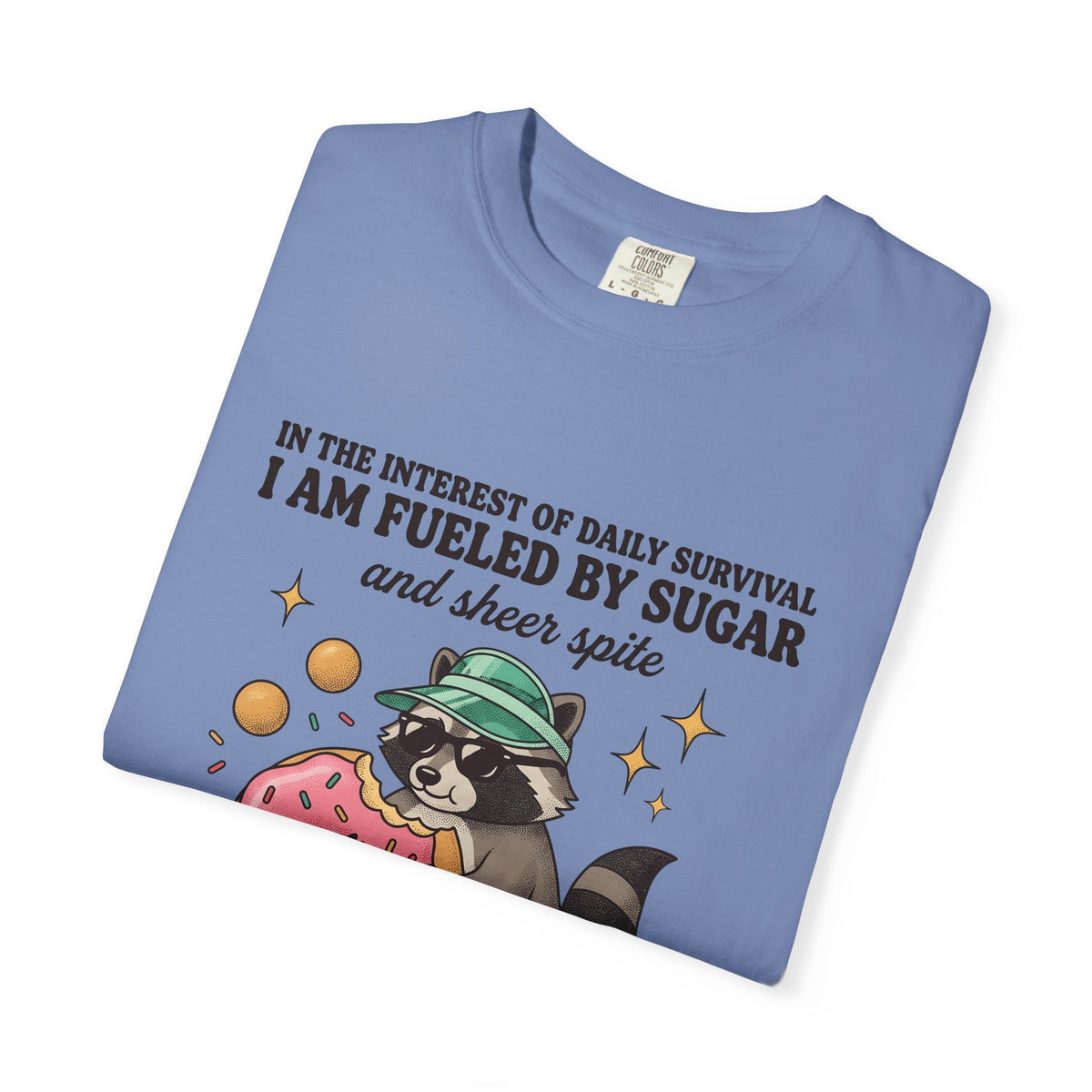 Raccoon Pastry T-Shirt Desserts Wildlife Gift Women Comic T-Shirt Pastry Chef T-Shirt Sweets Fan Cartoon T-Shirt Animal Graphic Vintage Candy Dots