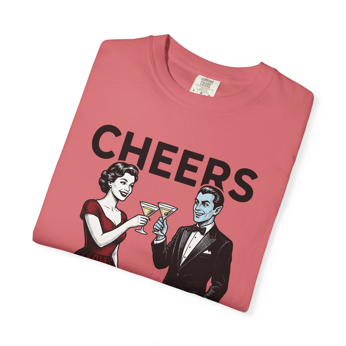 Vampire Duo T-Shirt Halloween Event Gift Women Antique T-Shirt Vampire Couple T-Shirt Horror Fan Spooky T-Shirt Party Graphic Old School Wine Glass