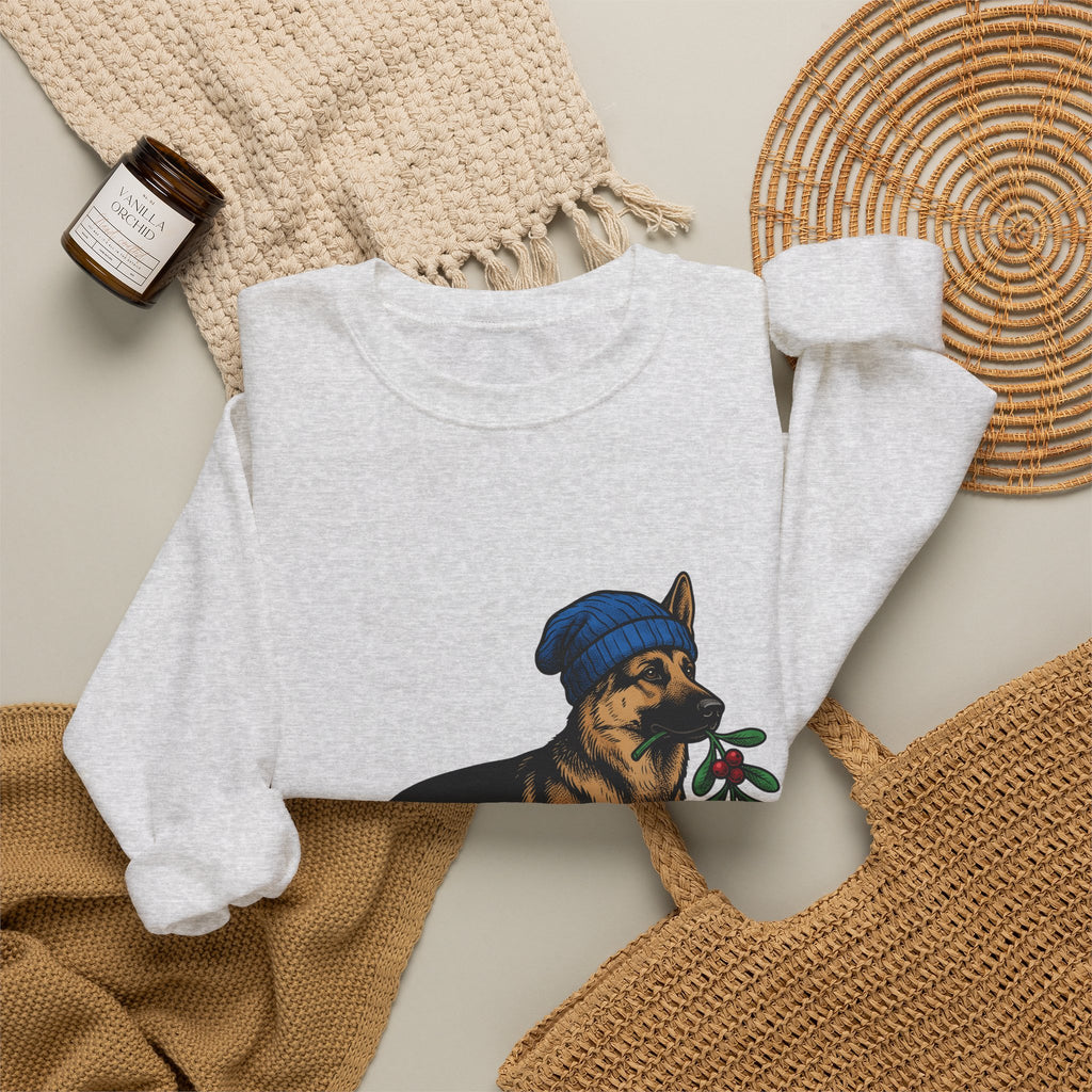 German Shepherd Puppy Sweatshirt Dog Holidays Gift Women Hand Drawn Sweatshirt Alsatian Sweatshirt Dog Fan Illustrated Graphic Sweatshirt Line Art Festive