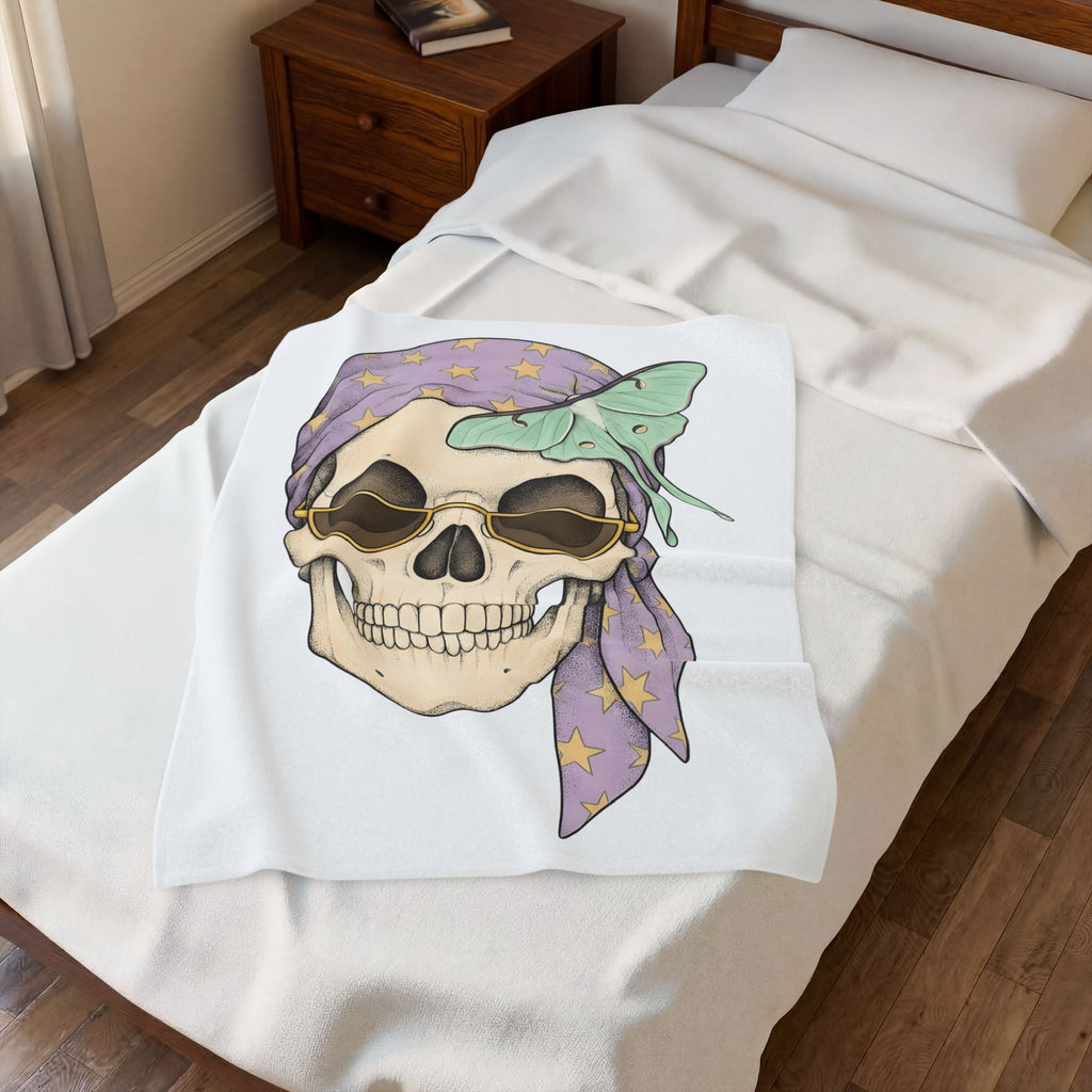 Skull Handkerchief Blanket Boho Chic Gothic Fashion Gift Women Ethnic Blanket Bandana Blanket Bohemian Fan Tribal Blanket Dark Graphic Rustic