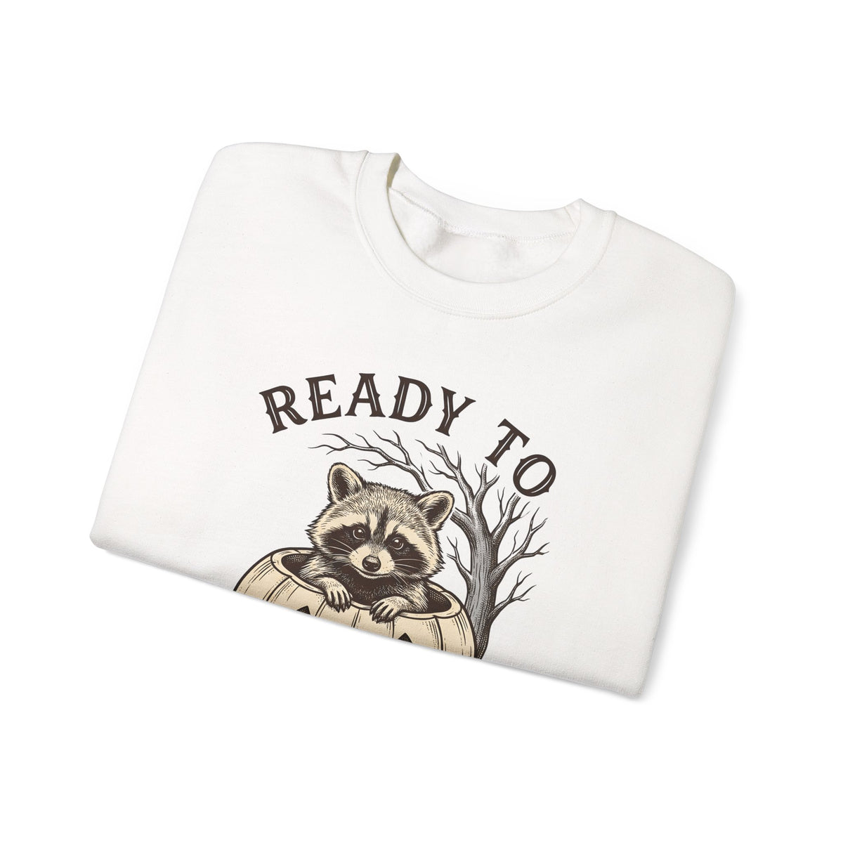 Raccoon Pumpkin Sweatshirt Halloween Animal Gift Women Vintage Sweatshirt Gourd Sweatshirt Halloween Fan Retro Sweatshirt Wildlife Graphic Hand Drawn Spooky