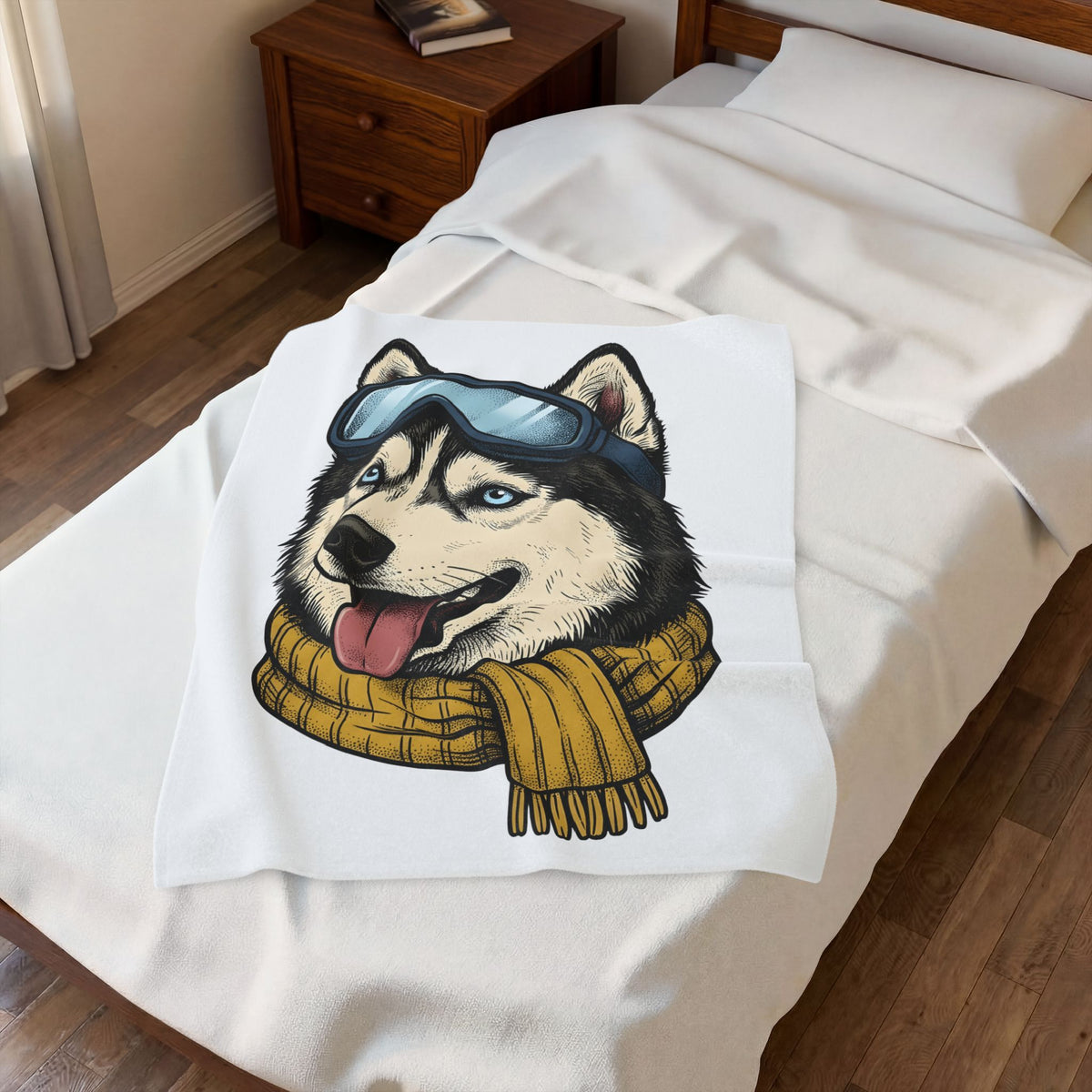 Husky Wolf Blanket Dog Snow Gift Women Line Art Blanket Wolfdog Blanket Dog Fan Siberian Graphic Blanket Hand Drawn Neckerchief Blanket