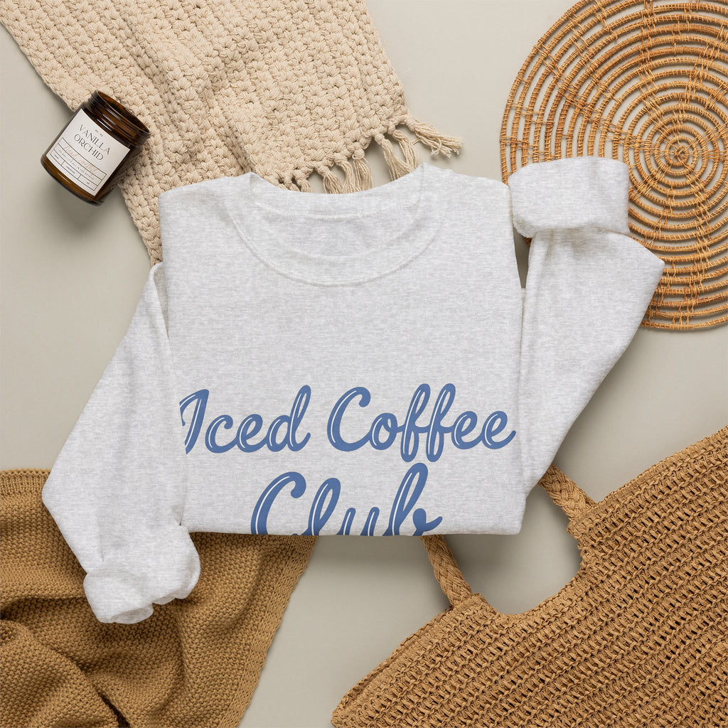 Iced Latte Glass Sweatshirt Coffee Cuisine Gift Women Fun Sweatshirt Glassware Sweatshirt Coffee Fan Java Graphic Illustration Clean Fingers Sweatshirt
