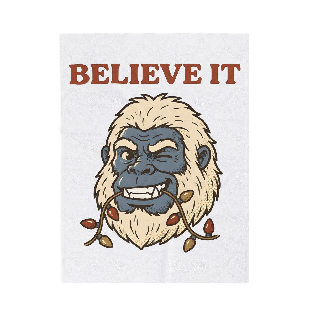Abominable Snowman Face Blanket Christmas Jokes Gift Women Comic Blanket Yeti Blanket Xmas Fan Cartoon Blanket Pun Graphic Retro Holiday Lights