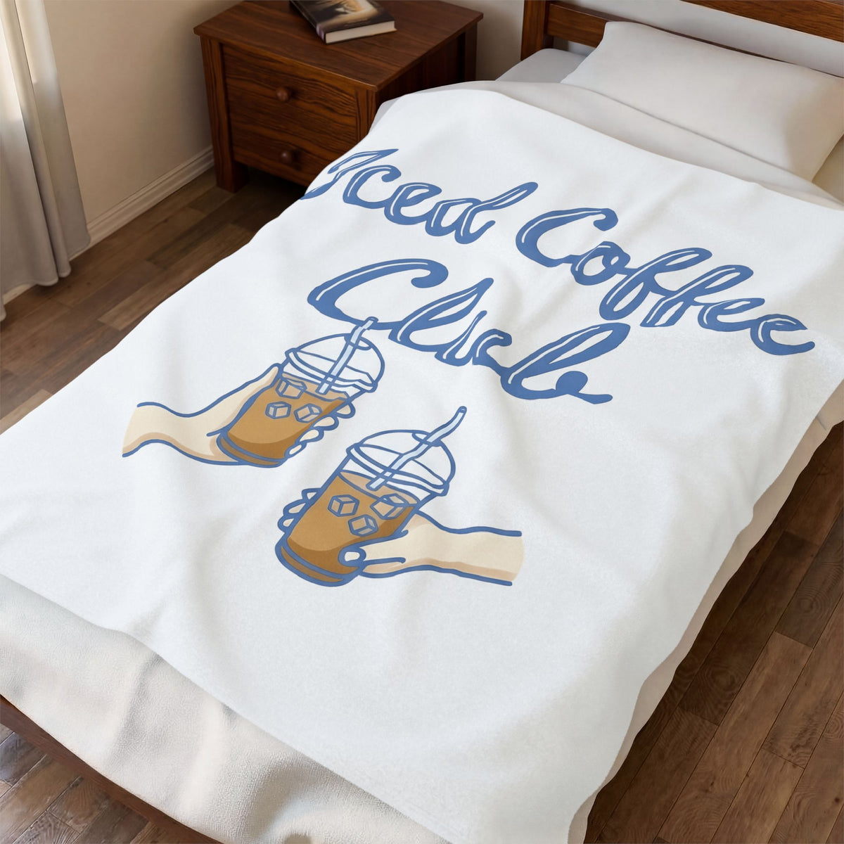 Iced Latte Glass Blanket Coffee Cuisine Gift Women Fun Blanket Glassware Blanket Coffee Fan Java Graphic Illustration Clean Fingers Blanket