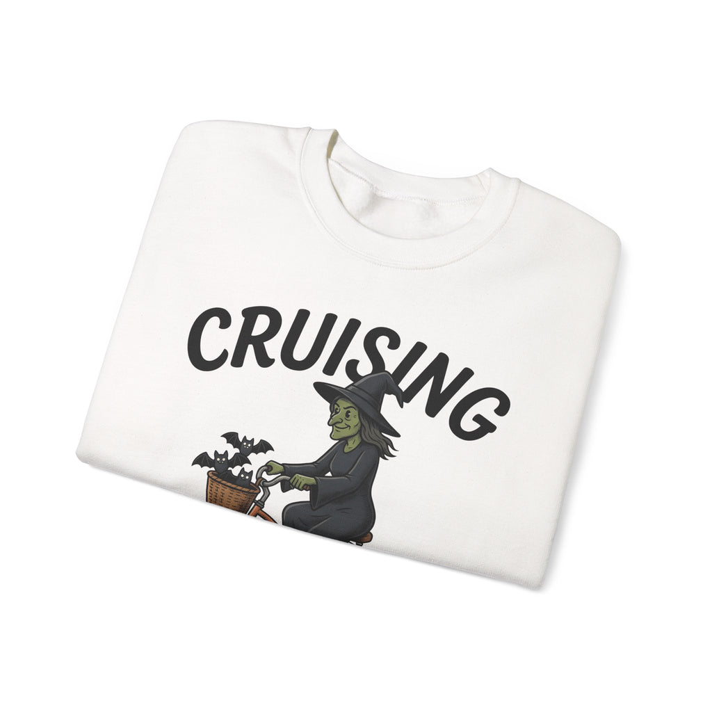 Witch Cycle Sweatshirt Halloween Prank Gift Women Doodle Sweatshirt Witchcraft Sweatshirt Horror Fan Witchy Sweatshirt Prank Graphic Classic Bat Silhouette