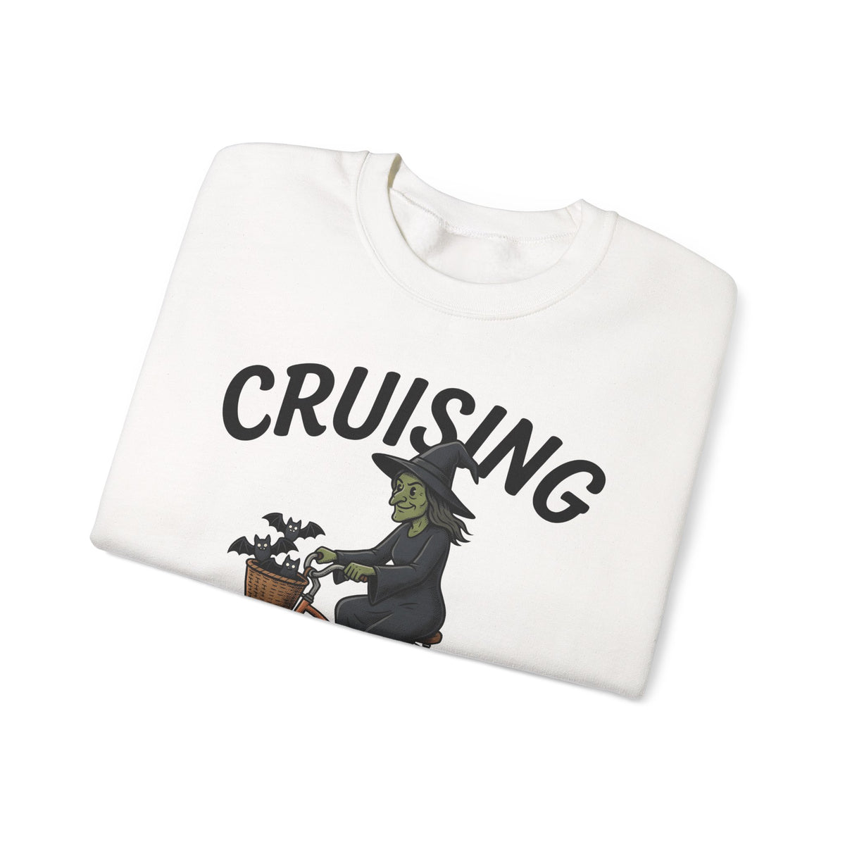 Witch Cycle Sweatshirt Halloween Prank Gift Women Doodle Sweatshirt Witchcraft Sweatshirt Horror Fan Witchy Sweatshirt Prank Graphic Classic Bat Silhouette