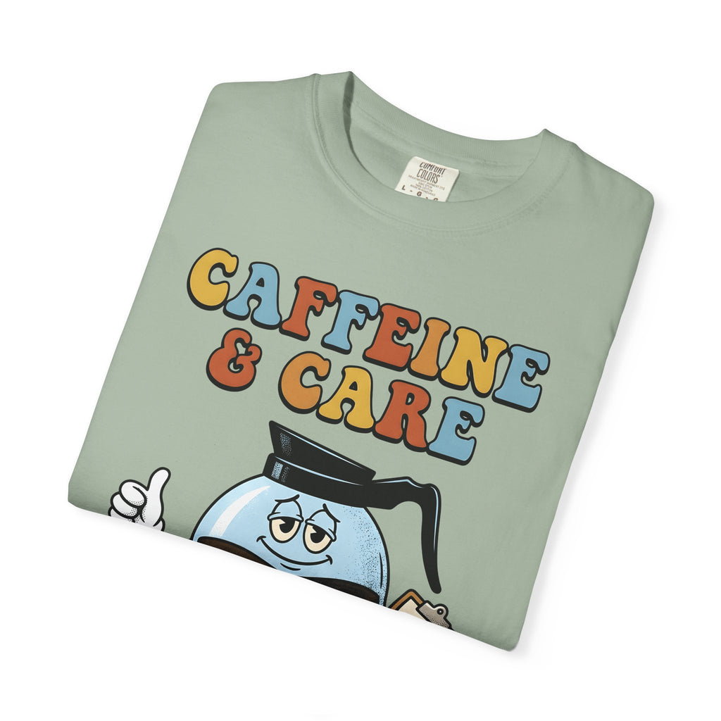 Coffee Pot Character T-Shirt Nurses Coffee Gift Women Cartoon T-Shirt Coffee Maker T-Shirt Nurse Fan Cartoony T-Shirt Caffeine Graphic Retro