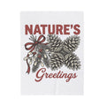 Pinecone Twig Blanket Christmas Outdoors Gift Women Retro Blanket Branch Blanket Xmas Fan Evergreen Graphic Blanket Sketch Ribbon Blanket