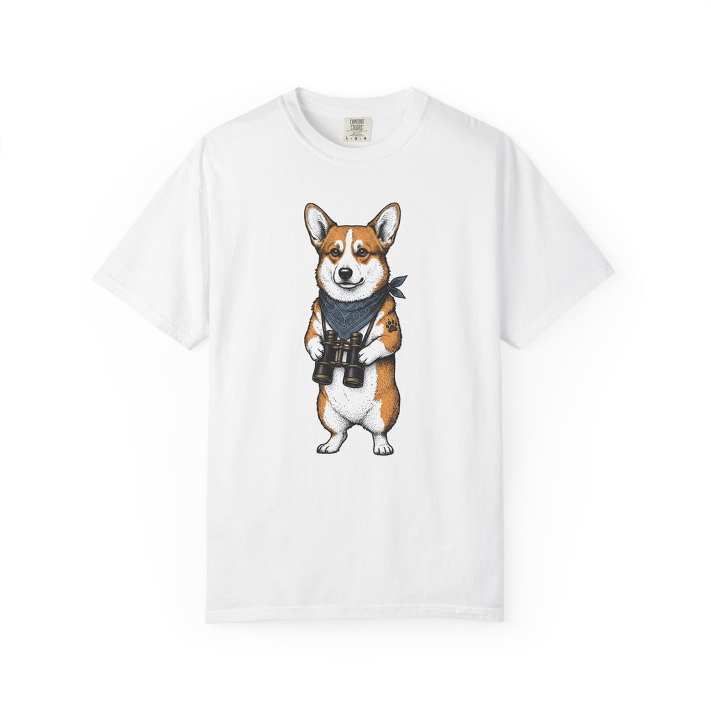 Corgi Puppy T-Shirt Dog Pets Gift Women Sketch T-Shirt Puppy T-Shirt Dog Fan Pup Drawing Pet Graphic Retro Spyglass T-Shirt
