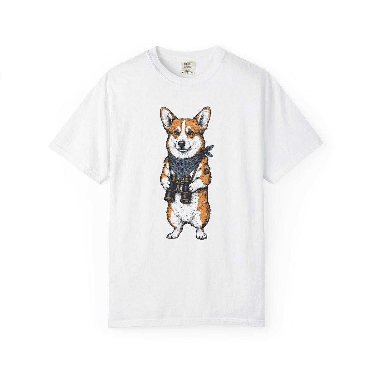 Corgi Puppy T-Shirt Dog Pets Gift Women Sketch T-Shirt Puppy T-Shirt Dog Fan Pup Drawing Pet Graphic Retro Spyglass T-Shirt