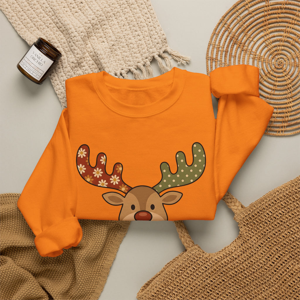 Deer Drawing Holiday Noel Gift Cartoon Fawn Christmas Fan Caricature Christmas Classic Winter Sweatshirt