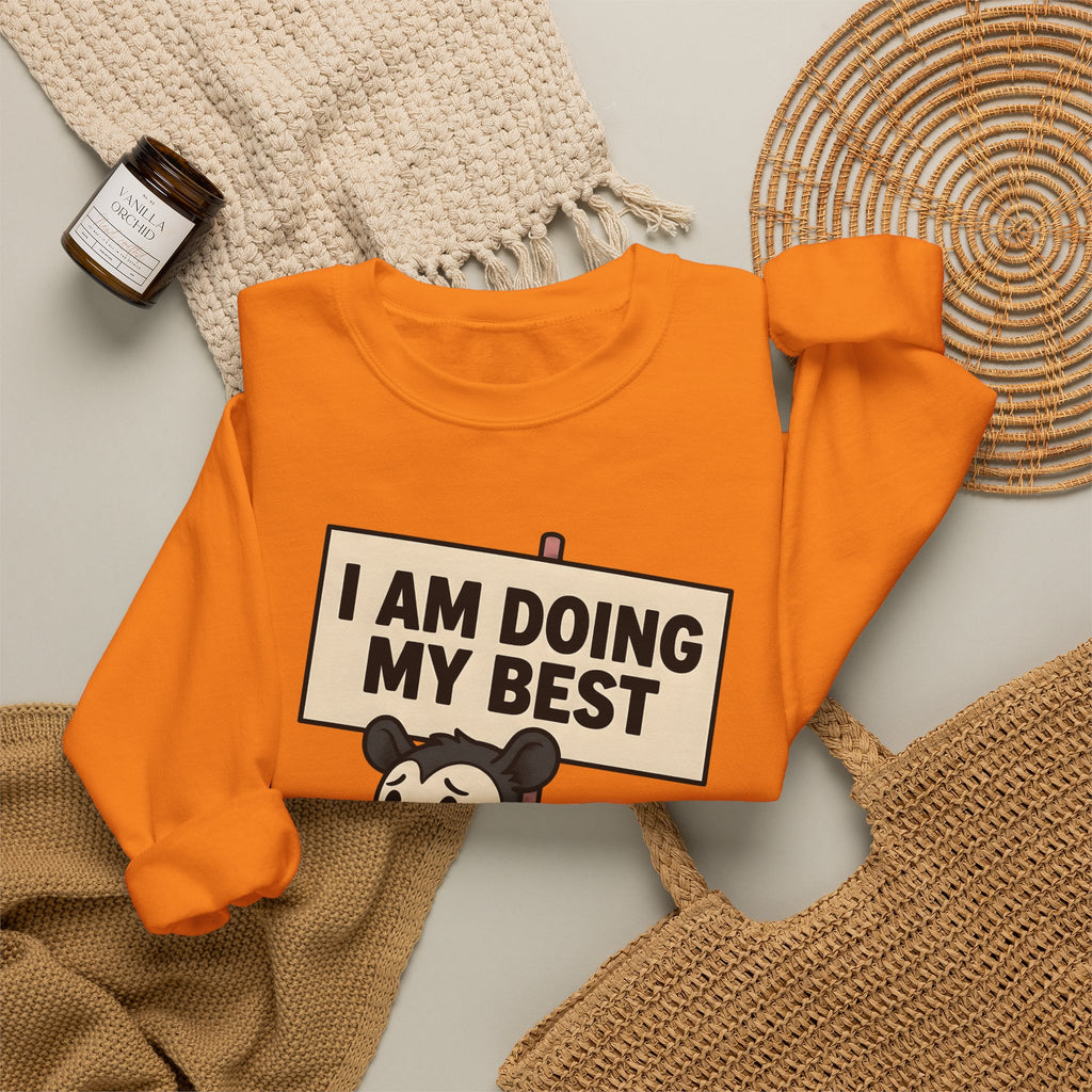 Possum Drawing Sweatshirt Funny Creatures Gift Women Animated Sweatshirt Opossum Sweatshirt Humor Fan Cartoon Sweatshirt Animal Graphic Doodle Demonstration