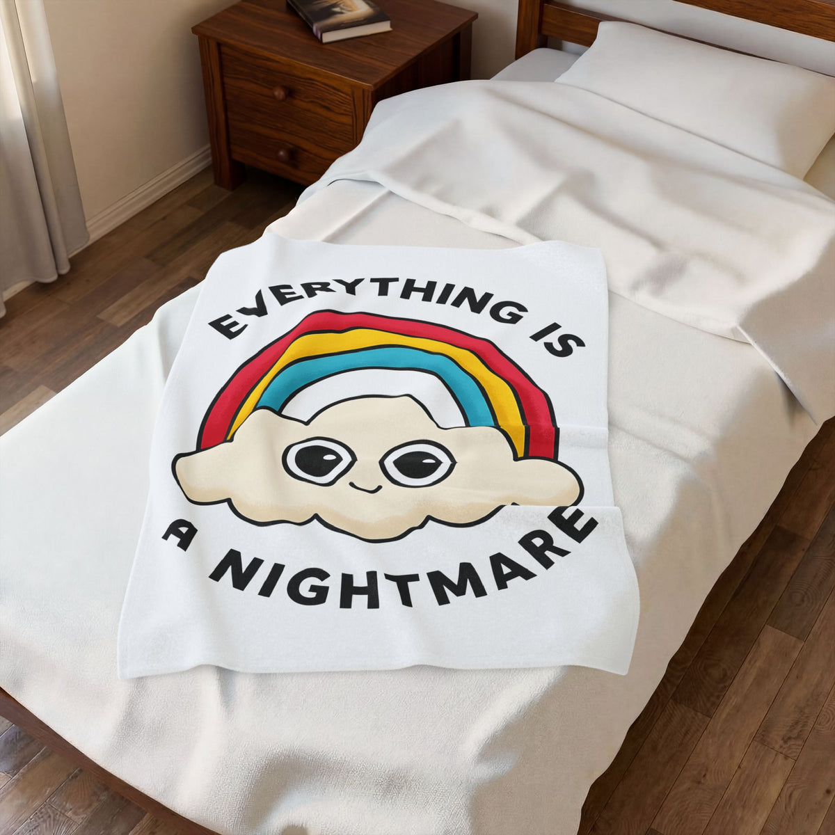 Rainbow Cloud Blanket Funny Sarcasm Gift Women Bold Graphic Blanket Colorful Blanket Humor Fan Graphic Design Sarcastic Graphic Retro Humor Blanket