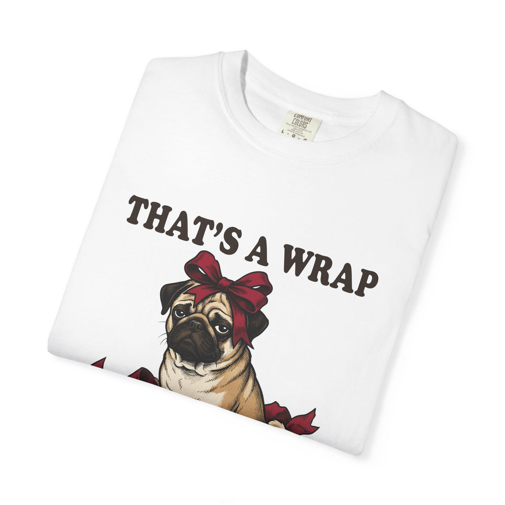 Pug Dog T-Shirt Christmas Pet Gift Women Vintage T-Shirt Puggle T-Shirt Xmas Fan Retro T-Shirt Animal Graphic Hand Drawn Gift Bow T-Shirt