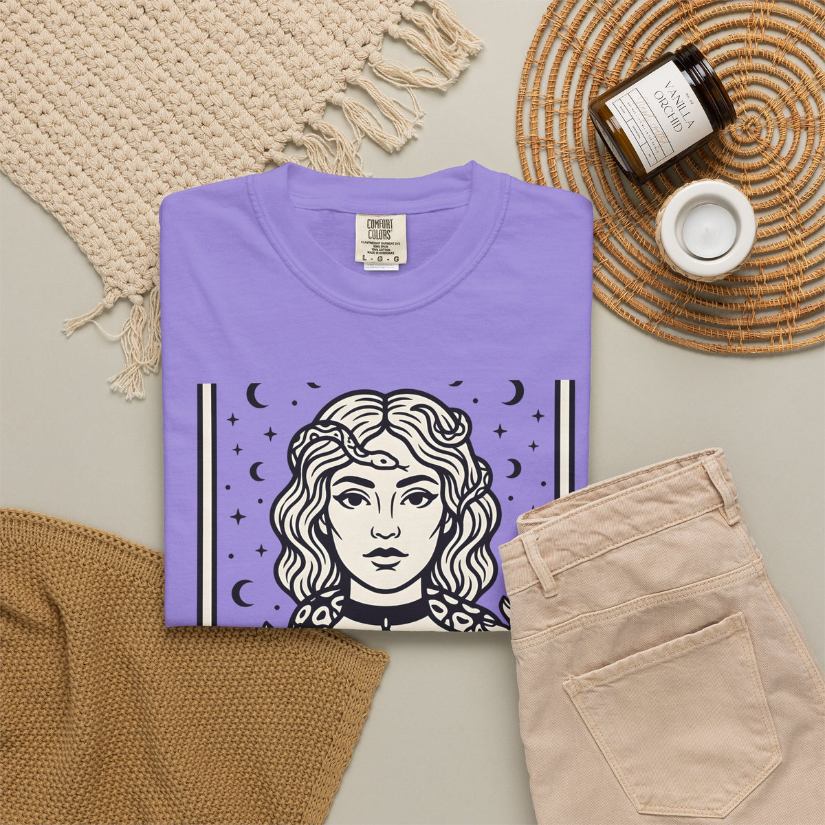 Mystical Female Serpent T-Shirt Boho Chic Spells Gift Women Oracle T-Shirt Snake T-Shirt Bohemian Fan Divination T-Shirt Magic Graphic Retro Lunar