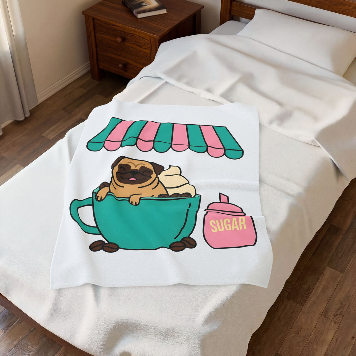 Pug Coffee Blanket Blanket Dog Java Gift Women Sweet Blanket Coffee Blanket Blanket Dog Fan Coffee Blanket Java Graphic Animation Bean Pile Blanket