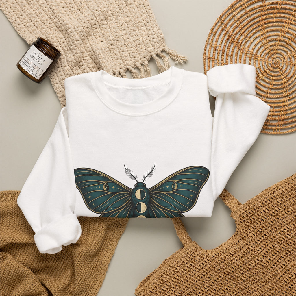 Luna Butterfly Sweatshirt Boho Chic Astrology Gift Women Mystical Sweatshirt Butterfly Sweatshirt Bohemian Enthusiast Magical Sweatshirt Zodiac Graphic Retro