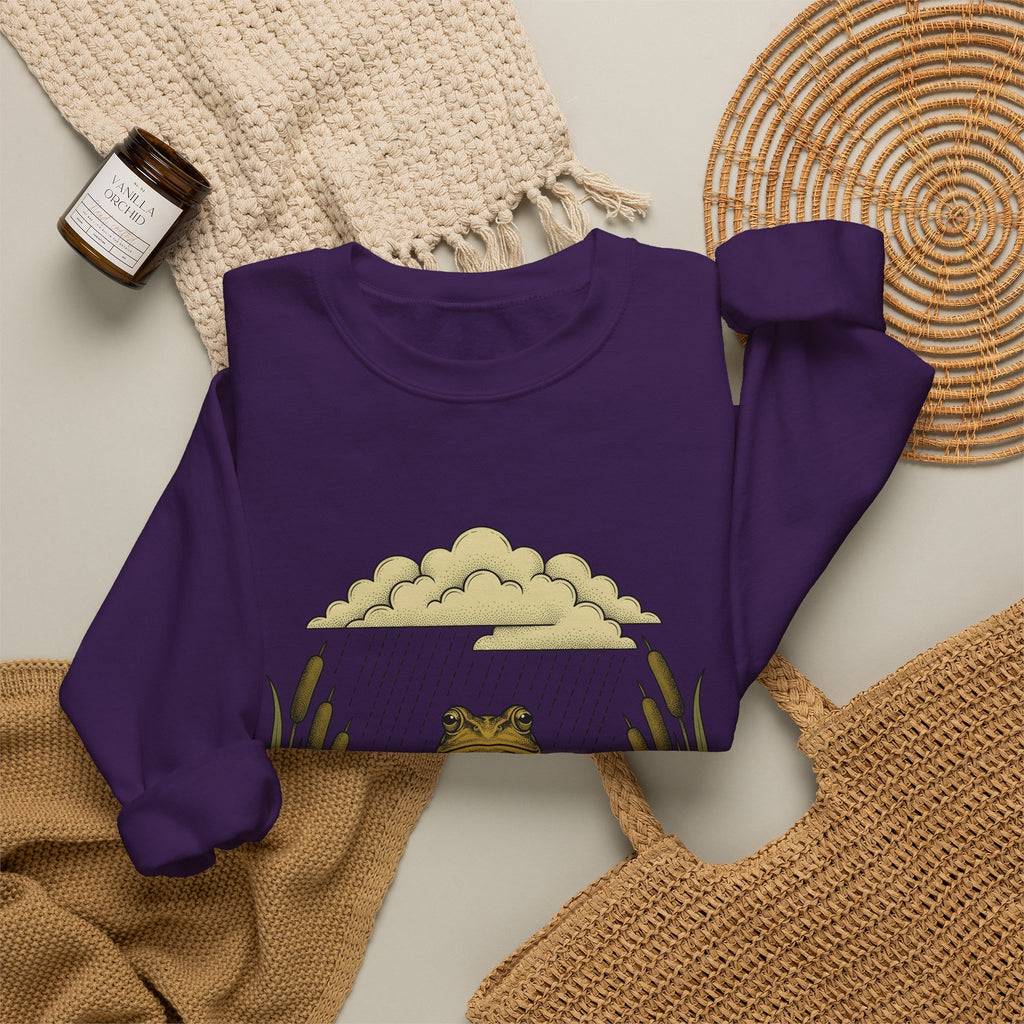 Frog Drawing Sweatshirt Boho Chic Flora Gift Women Garden Sweatshirt Toad Sweatshirt Bohemian Fan Botanical Sweatshirt Floral Graphic Classic Pond Flower