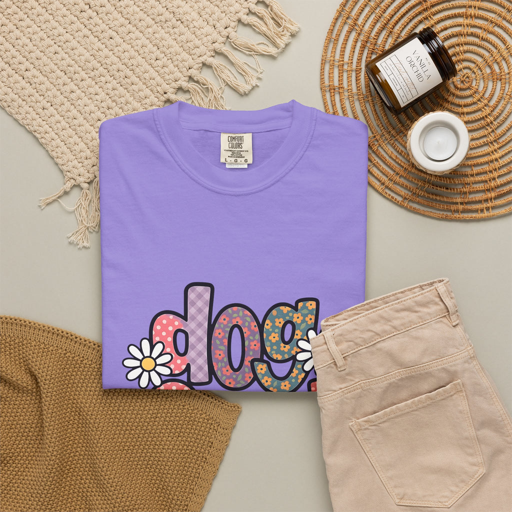 Floral Lettering Print T-Shirt Dog Niece Gift Women Sketch T-Shirt Typography T-Shirt Dog Fan Hand Drawn T-Shirt Niece Graphic Cartoon Chamomile