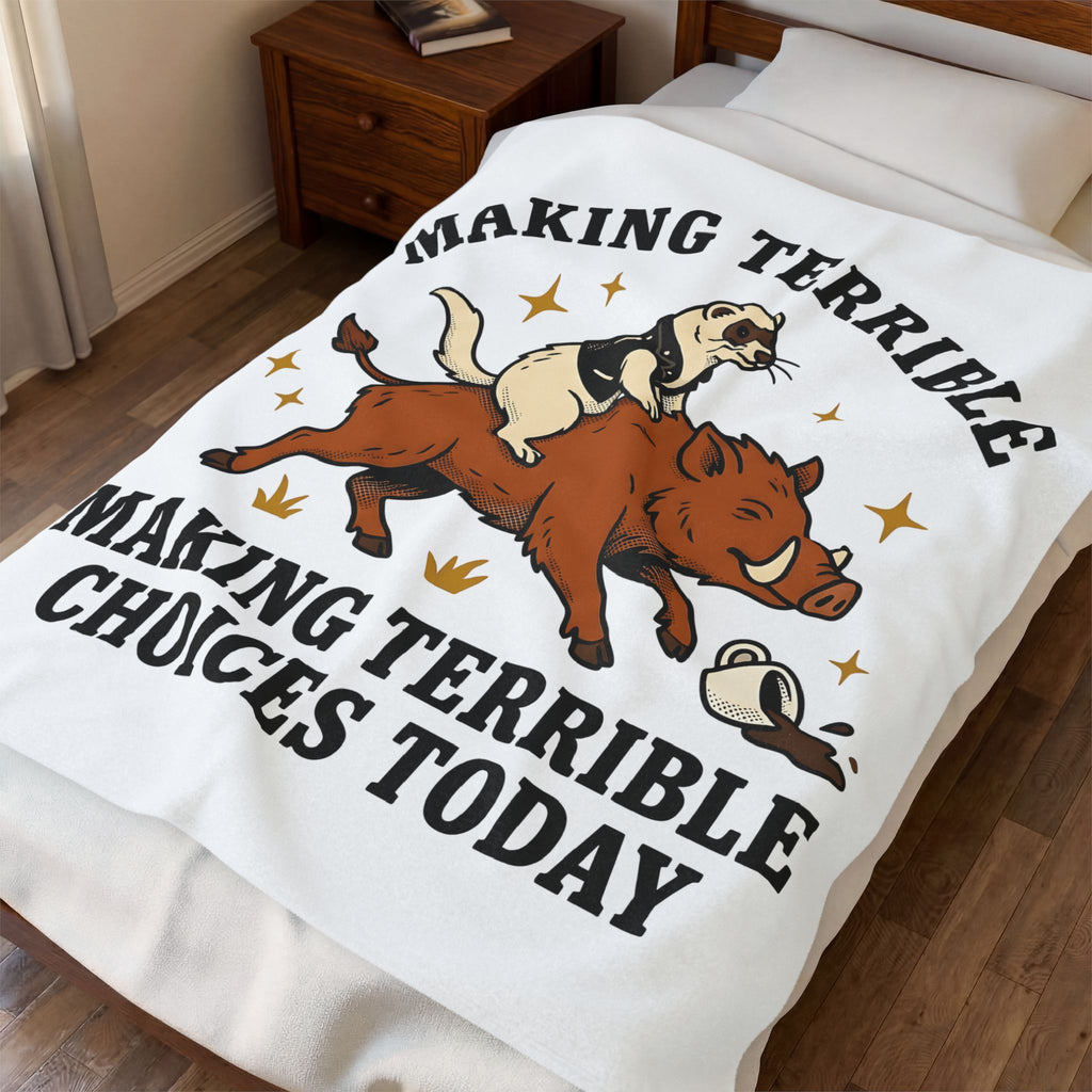 Ferret On Boar Blanket Cute Pet Gift Women Comic Blanket Polecat Blanket Adorable Fan Cartoon Blanket Animal Graphic Vintage Coffee Spill Blanket