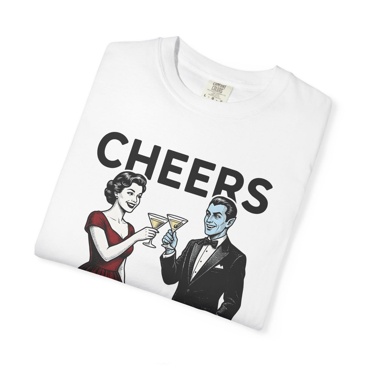 Vampire Duo T-Shirt Halloween Event Gift Women Antique T-Shirt Vampire Couple T-Shirt Horror Fan Spooky T-Shirt Party Graphic Old School Wine Glass
