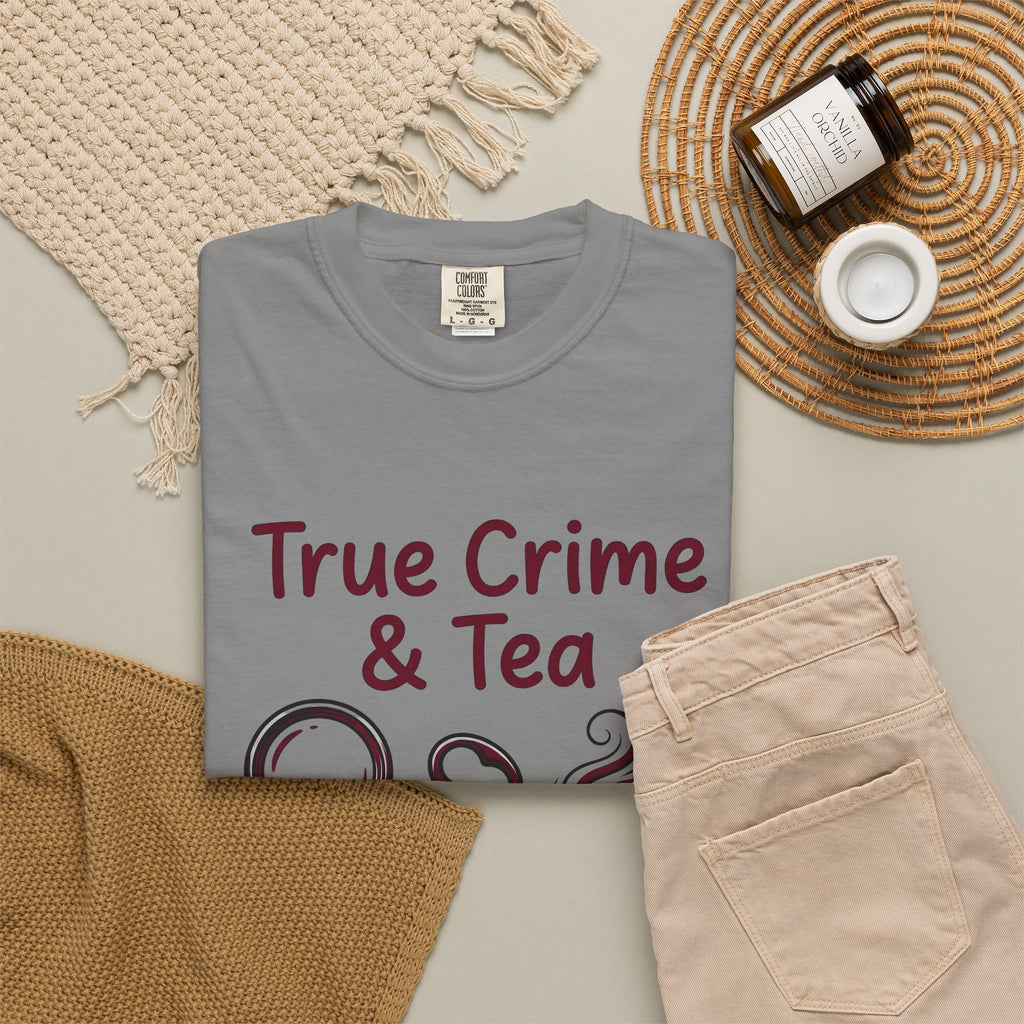 Teacup T-Shirt Drinks Suspense Gift Women Line Art T-Shirt Teapot T-Shirt Beverage Fan Illustration Graphic Mystery Cartoon Magnifier T-Shirt