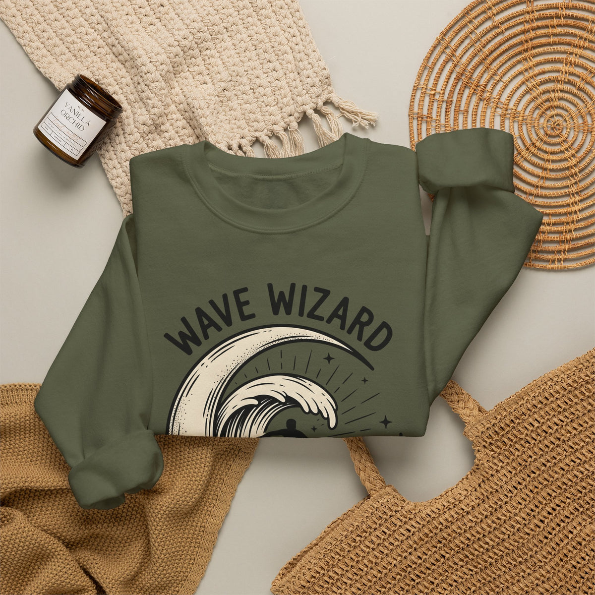Surf Break Sweatshirt Surfing Coast Gift Women Hand Drawn Sweatshirt Wave Sweatshirt Surfer Fan Beach Graphic Illustration Line Art Star Motifs Sweatshirt