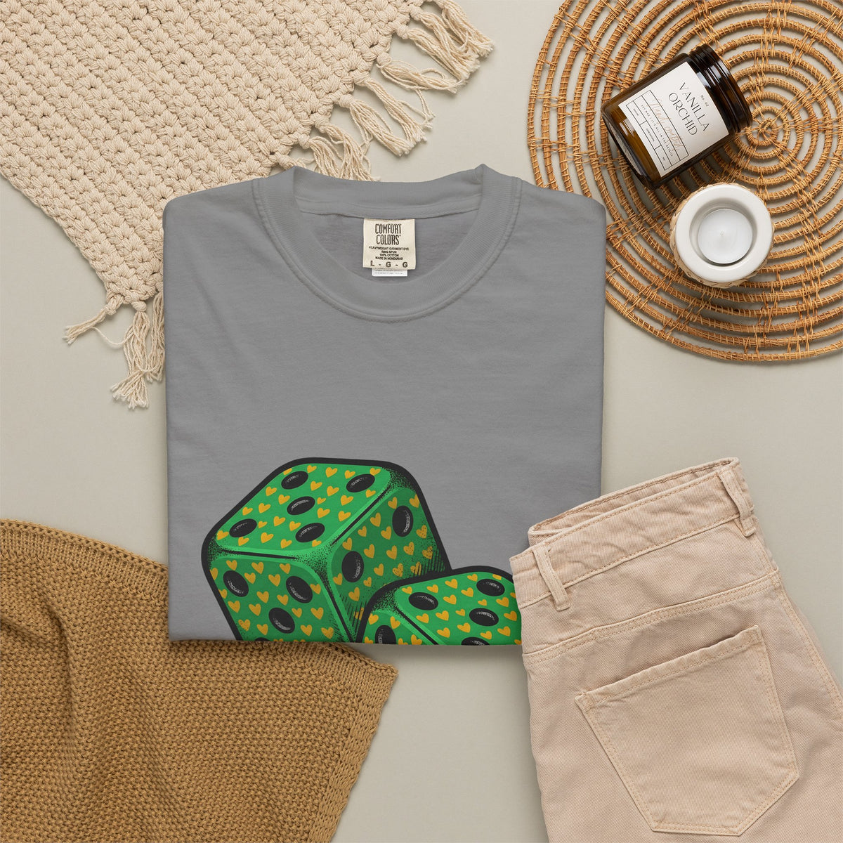 Green Dice T-Shirt St Patrick's Day Fortune Gift Women Vintage T-Shirt Dice T-Shirt Luck Enthusiast Retro T-Shirt Prosperity Graphic Retro Heart