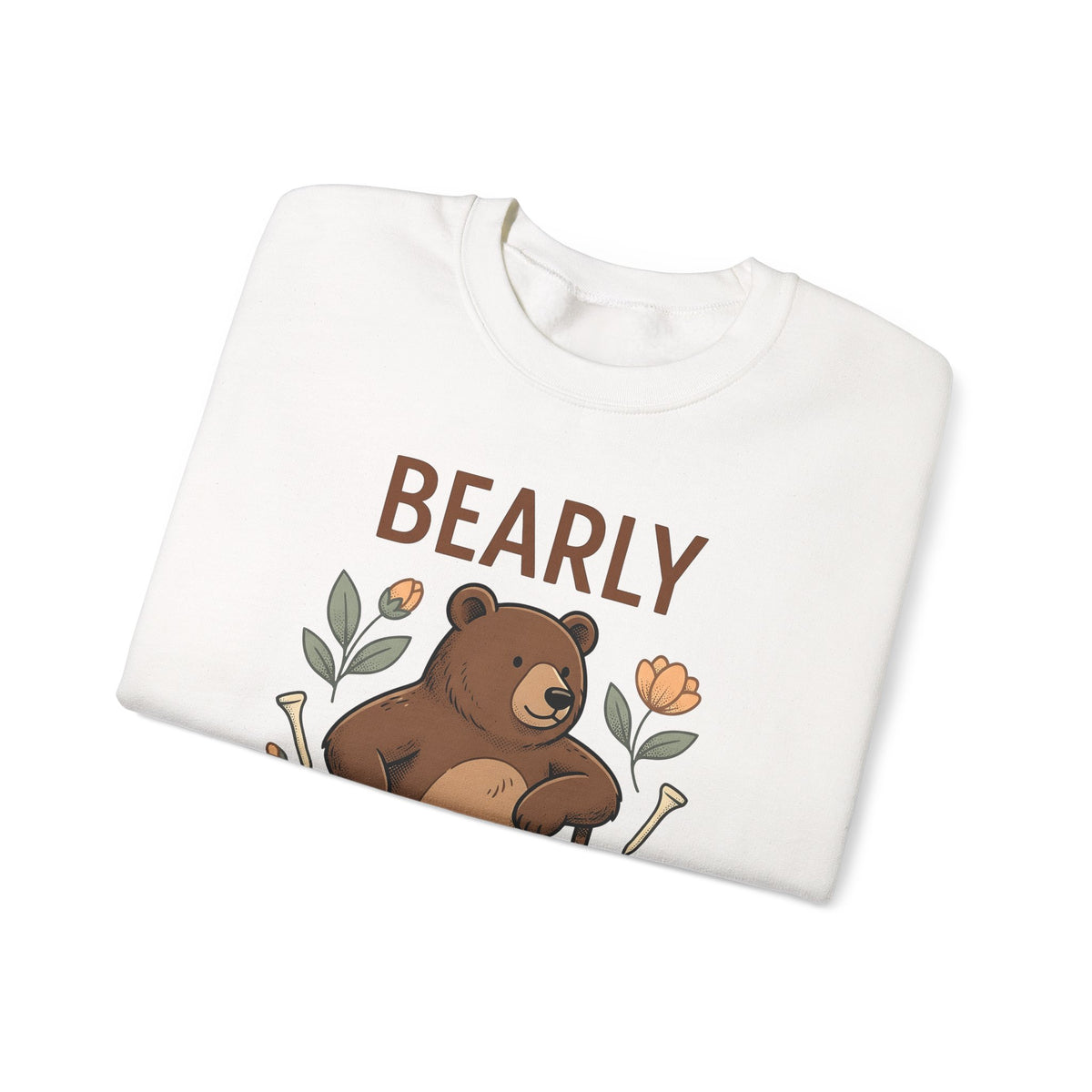 Bear Golf Sweatshirt Golf Wildlife Gift Women Comic Sweatshirt Teddy Sweatshirt Golfer Fan Cartoon Sweatshirt Animal Graphic Retro Floral Sweatshirt