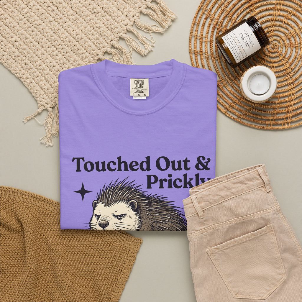 Grumpy Porcupine T-Shirt Moms Humor Gift Women Hand Drawn T-Shirt Quillpig T-Shirt Motherhood Fan Illustrated Graphic T-Shirt Vintage Stars T-Shirt
