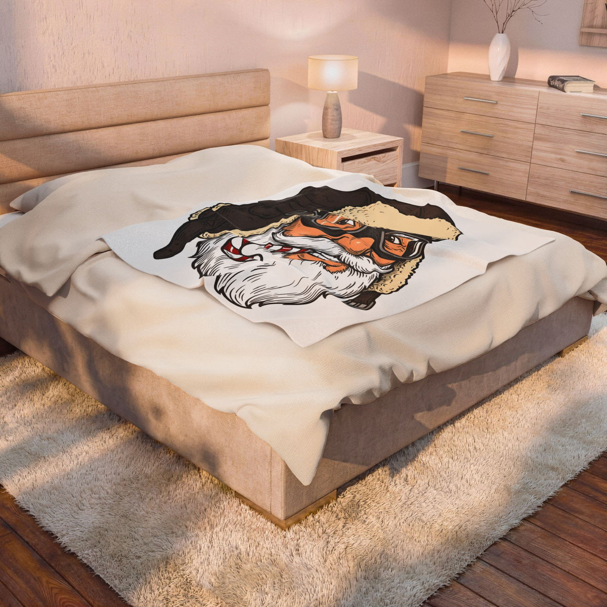 Santa Aviator Blanket Christmas Celebration Gift Women Comic Blanket Kris Kringle Blanket Xmas Fan Comic Art Blanket Party Graphic Retro Peppermint