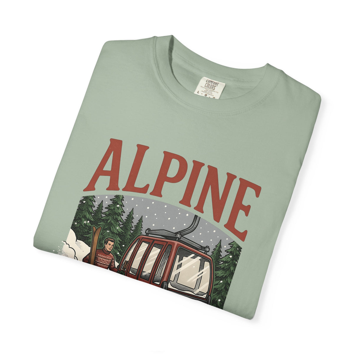 Ski Lift T-Shirt Christmas Winter Gift Women Vintage T-Shirt Chairlift T-Shirt Holiday Fan Retro T-Shirt Frosty Graphic Hand Drawn Evergreen Trees