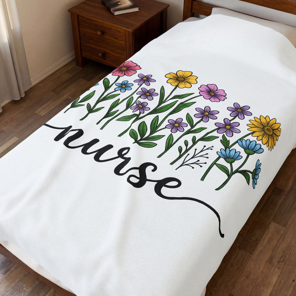 Field Blooms Blanket Nurse Petals Gift Women Line Art Blanket Wildflowers Blanket Healthcare Enthusiast Floral Blanket Floral Graphic Southwestern