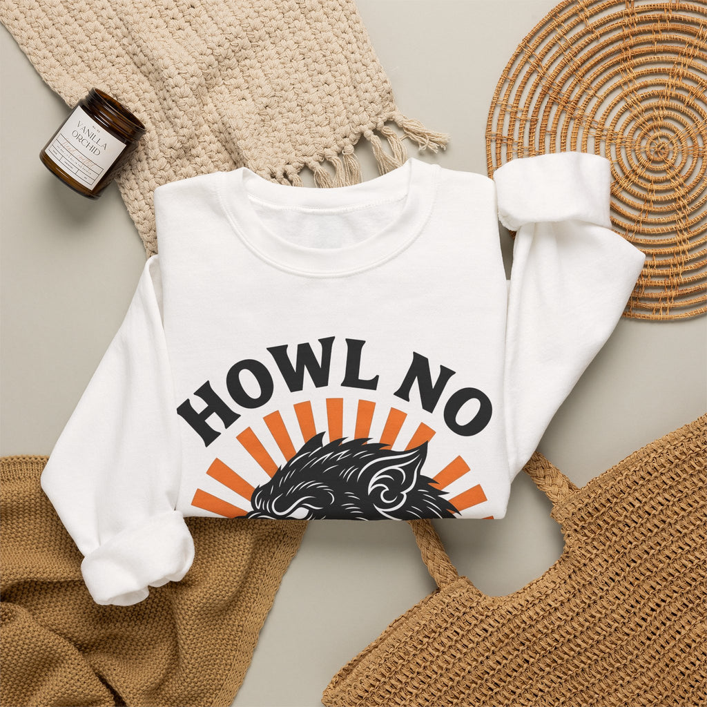 Wolf Face Halloween Scary Gift Werewolf Horror Fan Creepy Retro Sunburst Sweatshirt