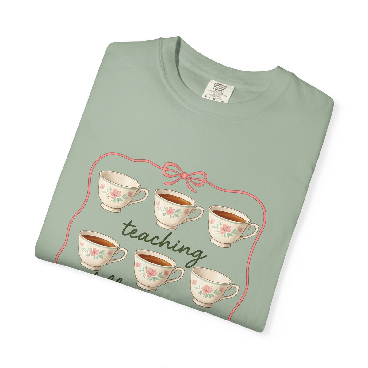 Floral Teacup T-Shirt Teachers Coffee Gift Women Vintage T-Shirt Teacup T-Shirt Educator Enthusiast Retro T-Shirt Caffeine Graphic Hand Drawn Bow