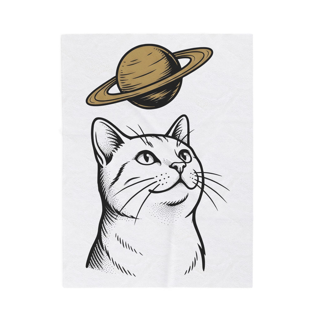 Cat Graphic Blanket Cat Space Gift Women Line Art Blanket Kitten Blanket Feline Fan Simple Blanket Galaxy Graphic Minimalist Planet Blanket