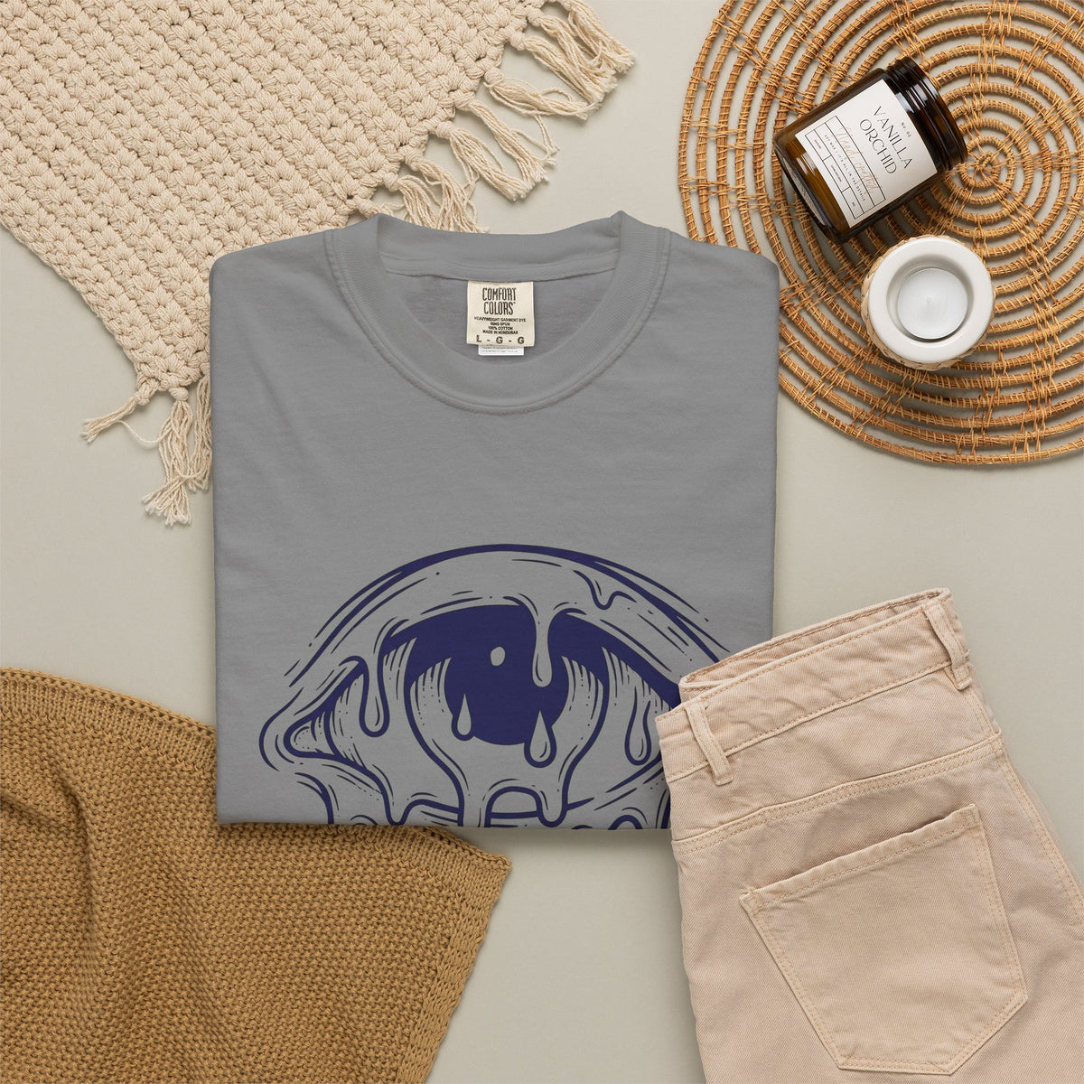 Melting Eye T-Shirt Aesthetic Gothic Gift Women Line Art T-Shirt Weeping Eye T-Shirt Style Fan Graphic T-Shirt Dark Illustration Minimal Drips