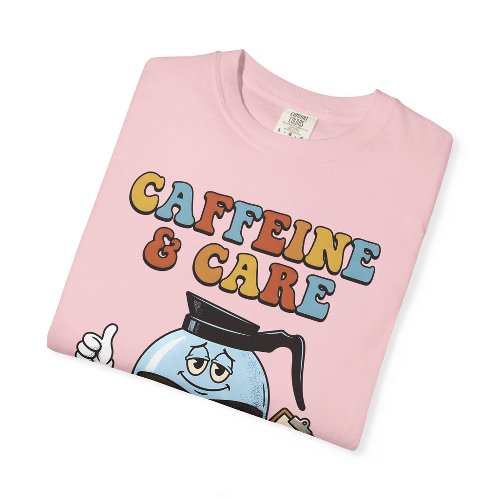 Coffee Pot Character T-Shirt Nurses Coffee Gift Women Cartoon T-Shirt Coffee Maker T-Shirt Nurse Fan Cartoony T-Shirt Caffeine Graphic Retro