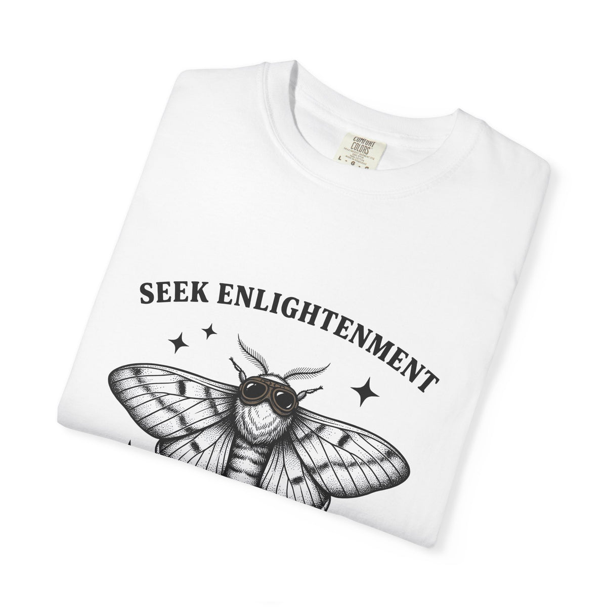 Moth Illustration T-Shirt Funny Wildlife Gift Women Retro T-Shirt Bug T-Shirt Humor Fan Vintage T-Shirt Animal Graphic Sketch Star Shapes T-Shirt
