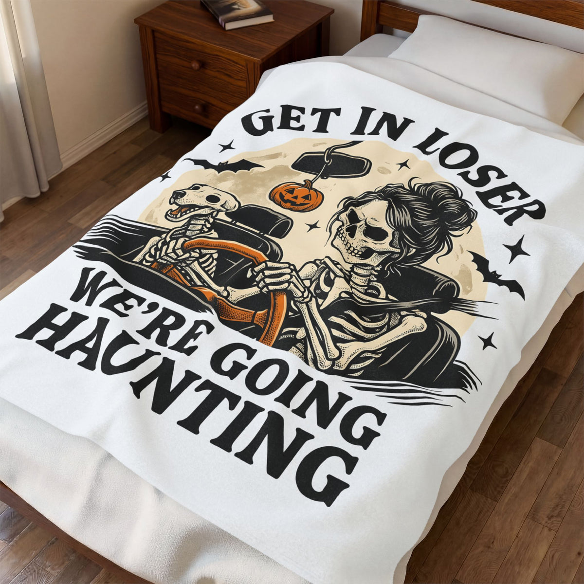 Skeleton Driver Blanket Halloween Spooky Gift Women Vintage Blanket Skeleton Blanket Horror Fan Retro Blanket Creepy Graphic Hand Drawn Bat Blanket