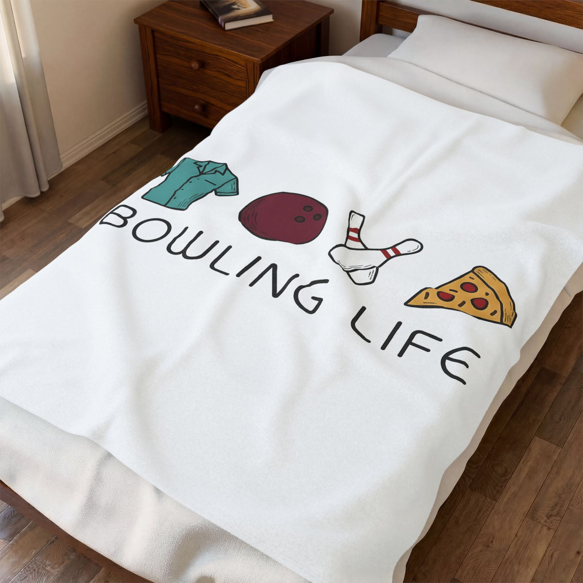 Bowling Symbols Bowling Cuisine Gift Hand Drawn Bowling Icons T Blanket