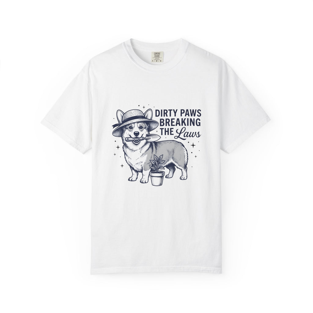 Corgi Canine T-Shirt Dog Horticulture Gift Women Old School T-Shirt Dog T-Shirt Dog Fan Puppy T-Shirt Gardening Graphic Outline Hand Shovel T-Shirt