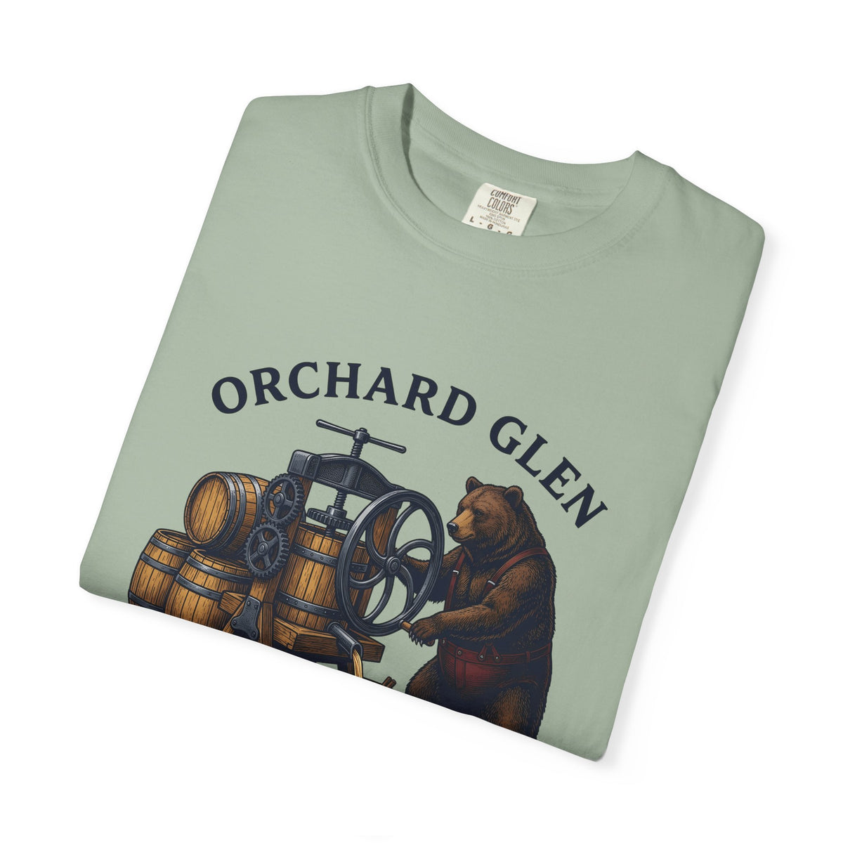Bear Cider Machine T-Shirt Christmas Leaves Gift Women Old Fashioned T-Shirt Cider Press T-Shirt Xmas Fan Vintage T-Shirt Foliage Graphic Ink